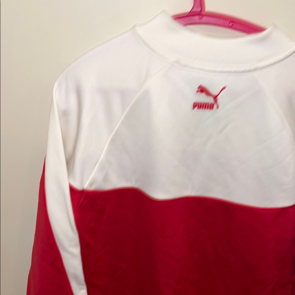 Puma Women's Red and White Half-Zip Sweatshirt Dress - Picture 6 of 7